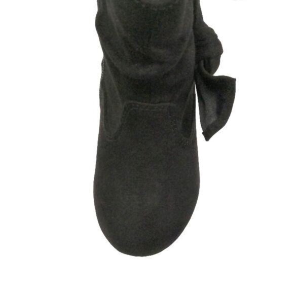 Wonder Nation Infant Black Side Zip Slouch Boots With Bow Detail Size 3 - Picture 3 of 10
